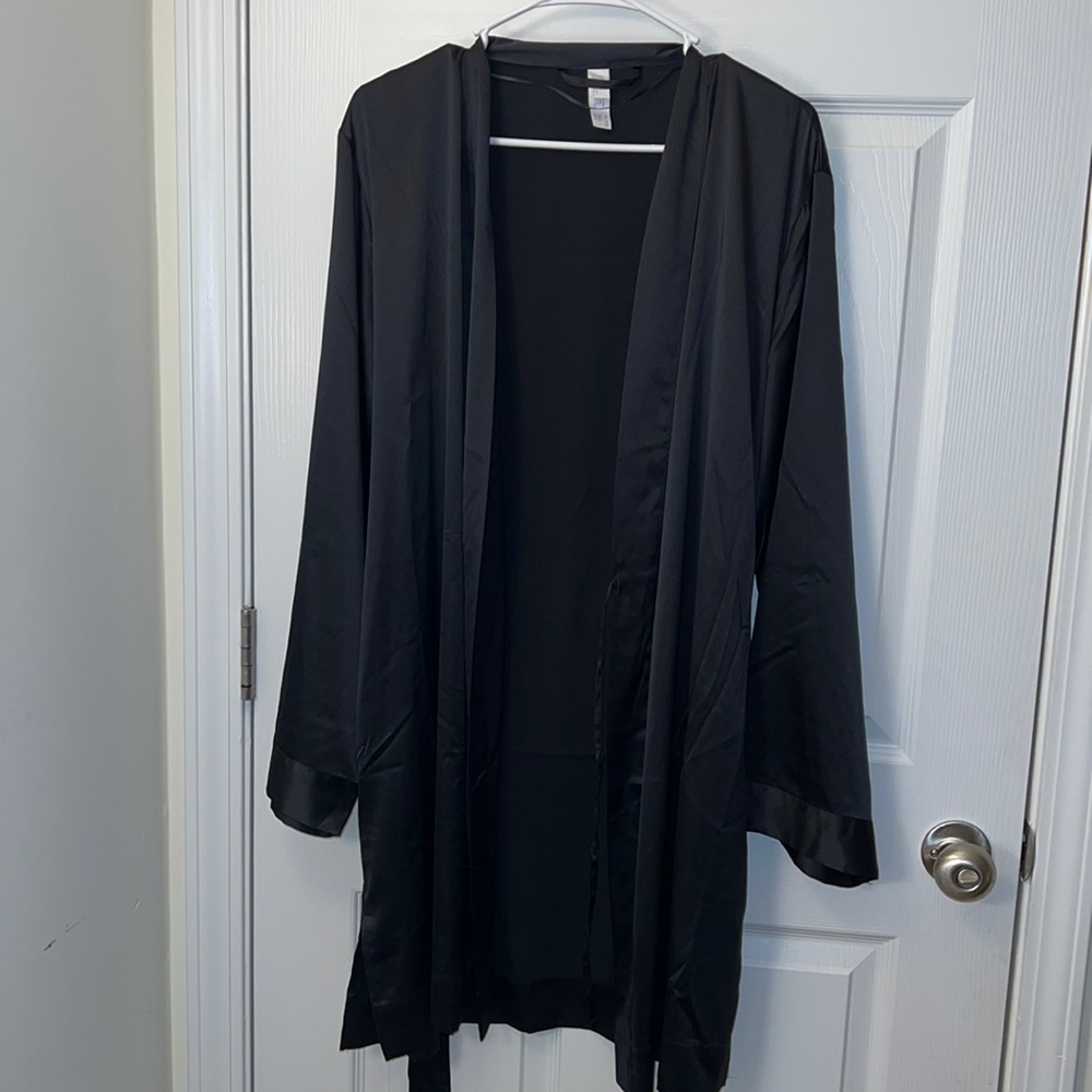 NWOT Black Satin Robe